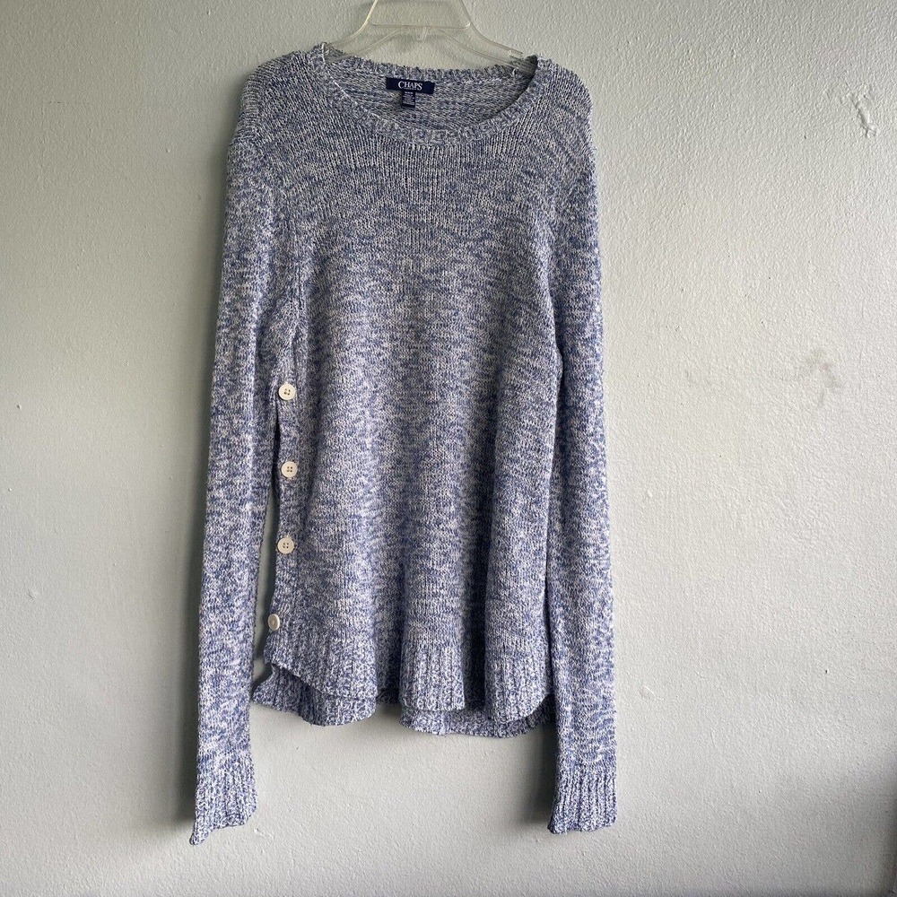 Chaps Women's Marled Embellished Crewneck Sweater, Blue Multi